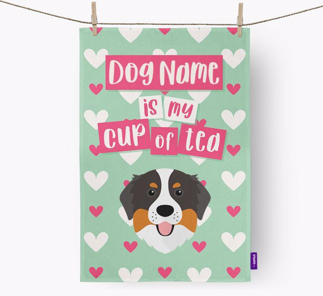 '{dogsName} is my cup of tea' Dish Towel with {breedFullName} Icon